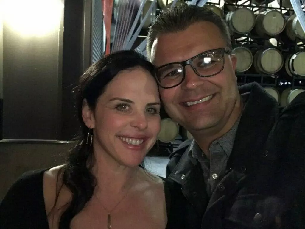 man, woman, selfie, wine cellar