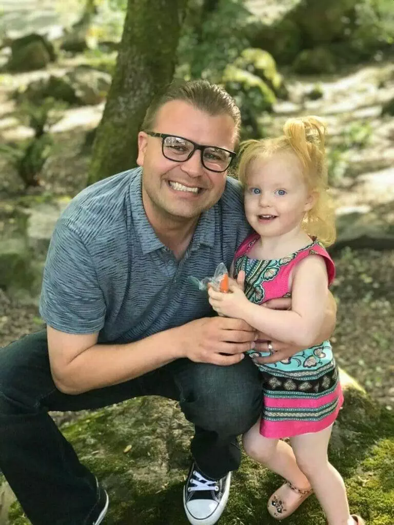 man, little girl, photo, woods