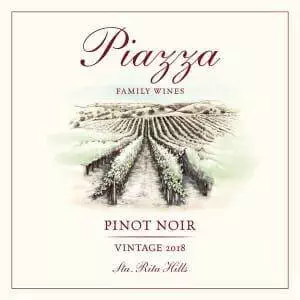 2018 Santa Rita Hills Piazza Pinot Noir vintage label.