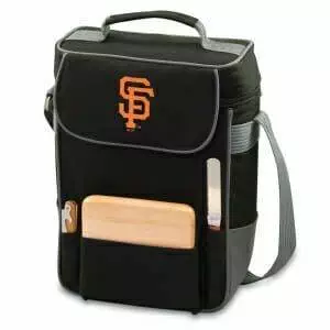 San Francisco Giants Sports Themed Duet 2 bottle Tote with Cheese Board.