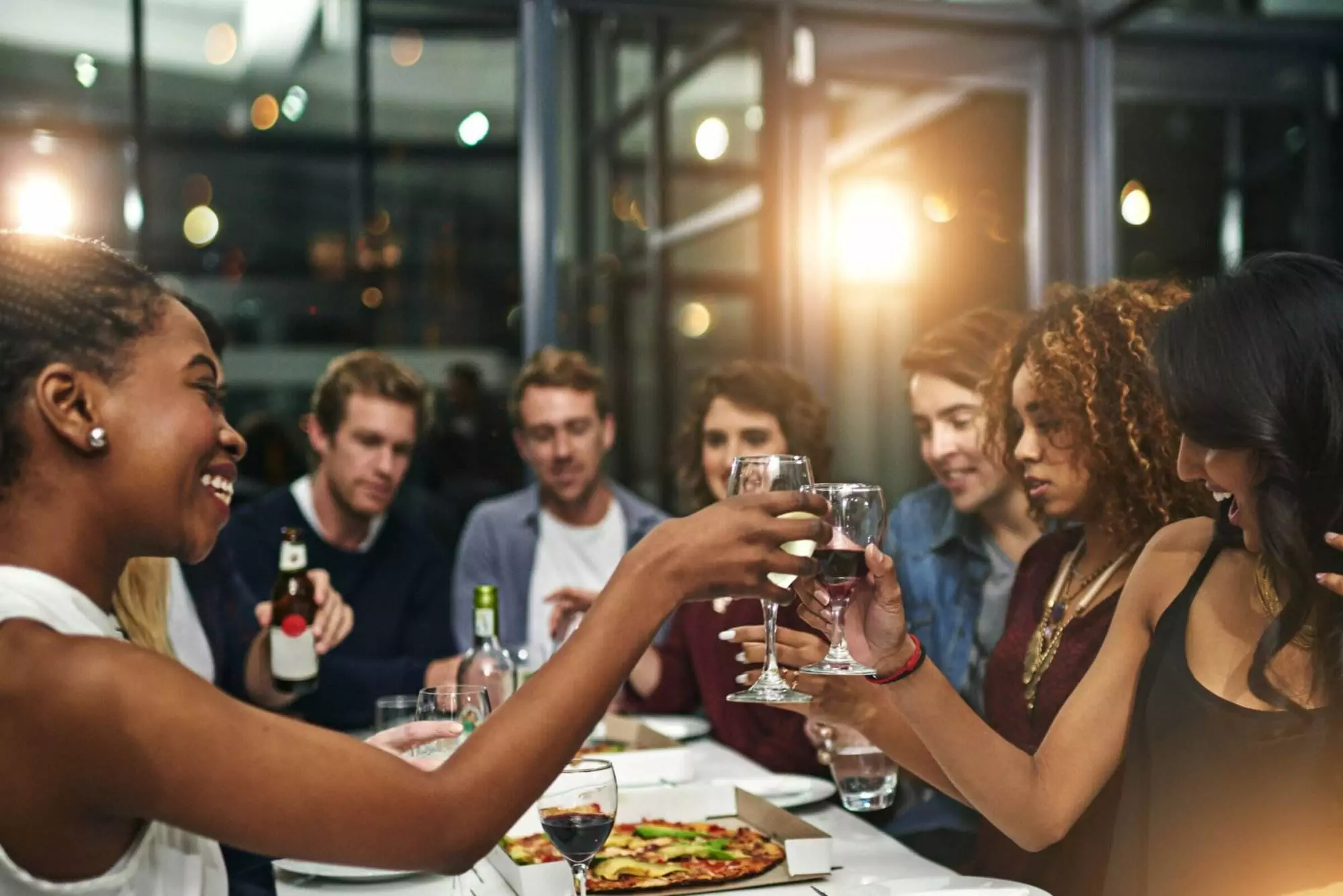 Toasting, restaurant.